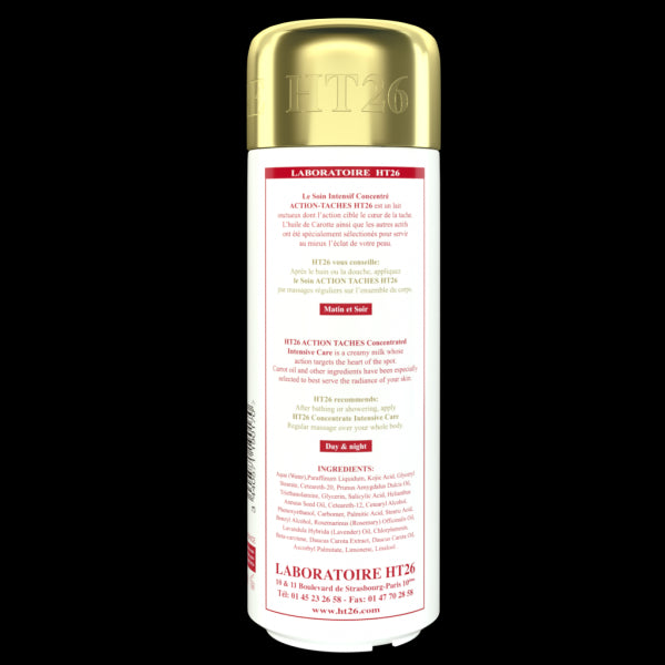 HT26 PARIS - Intensive Concentrated body lotion with carrot oil (GOLD): unify complexion ,relieve dryness. / Lait action taches à l'huile de carotte - HT26.CA : Scientists Devoted to Black Beauty